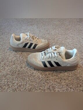 adidas Men’s Samba XLG Sneakers in Beige with Black Stripes